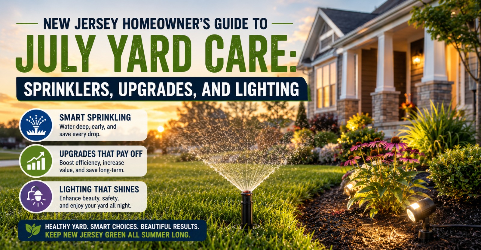New Jersey Homeowner’s Guide to July Yard Care: Sprinklers, Upgrades, and Lighting